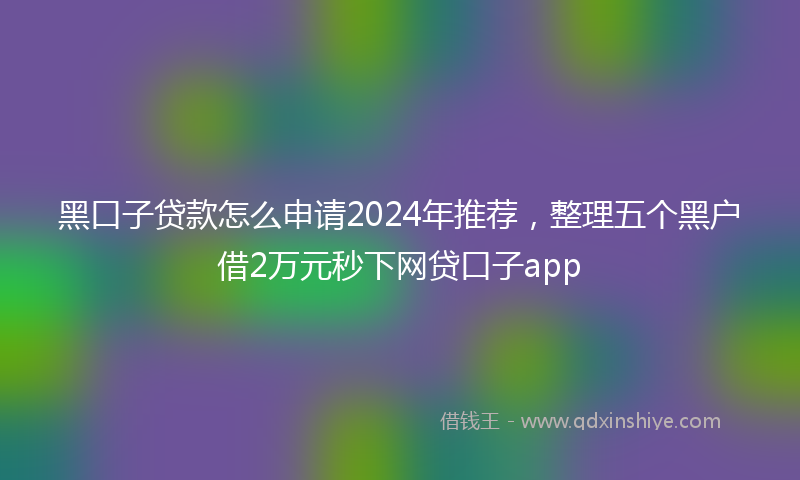 黑口子贷款怎么申请2024年推荐，整理五个黑户借2万元秒下网贷口子app