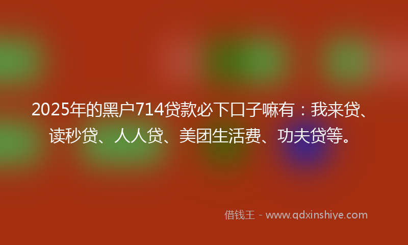 2025年的黑户714贷款必下口子嘛有：我来贷、读秒贷、人人贷、美团生活费、功夫贷等。