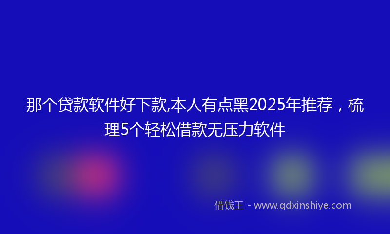 那个贷款软件好下款,本人有点黑2025年推荐，梳理5个轻松借款无压力软件