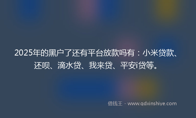 2025年的黑户了还有平台放款吗有：小米贷款、还呗、滴水贷、我来贷、平安i贷等。
