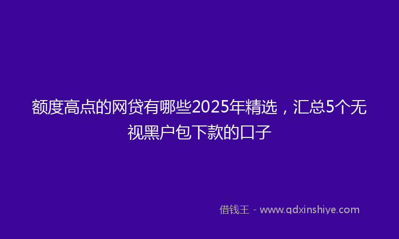 额度高点的网贷有哪些2025年精选，汇总5个无视黑户包下款的口子