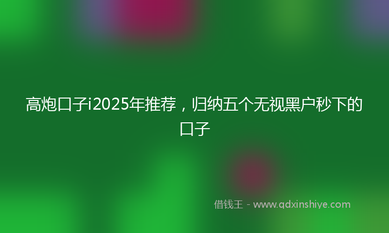 高炮口子i2025年推荐，归纳五个无视黑户秒下的口子
