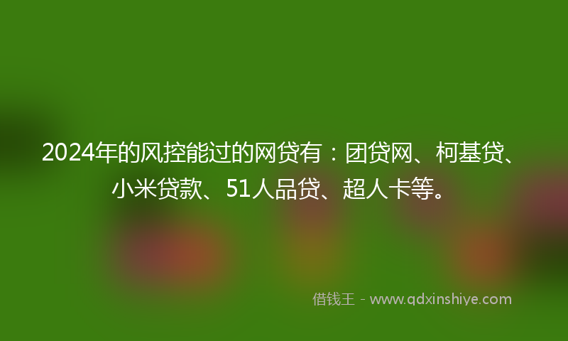 2024年的风控能过的网贷有：团贷网、柯基贷、小米贷款、51人品贷、超人卡等。