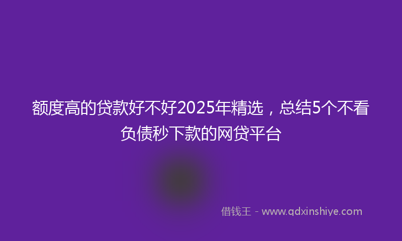 额度高的贷款好不好2025年精选，总结5个不看负债秒下款的网贷平台