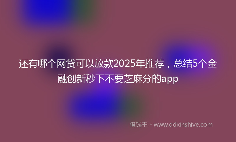 还有哪个网贷可以放款2025年推荐，总结5个金融创新秒下不要芝麻分的app