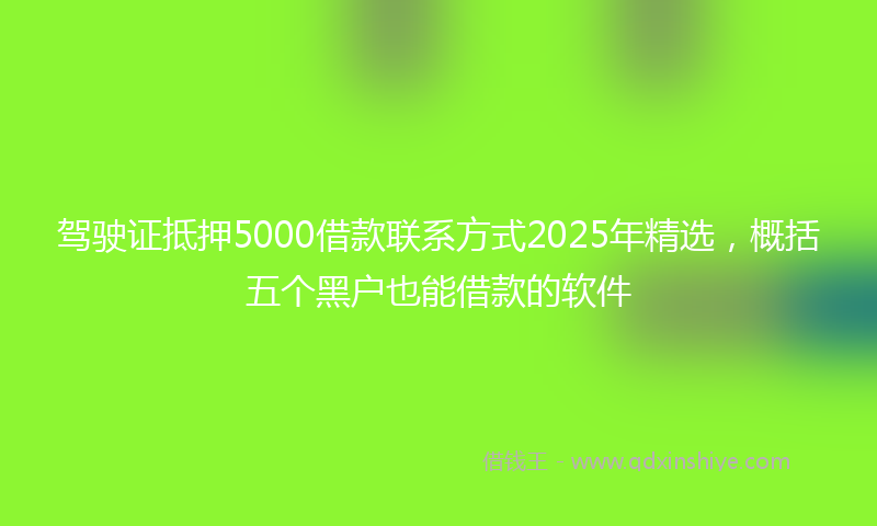 驾驶证抵押5000借款联系方式2025年精选，概括五个黑户也能借款的软件