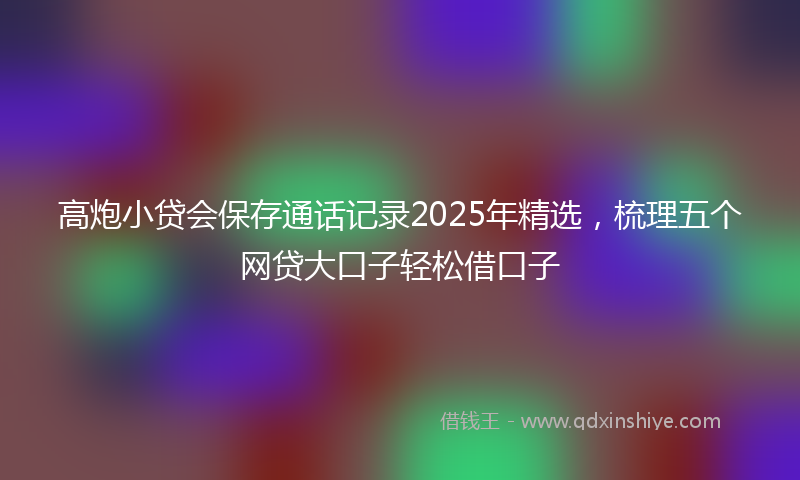 高炮小贷会保存通话记录2025年精选，梳理五个网贷大口子轻松借口子