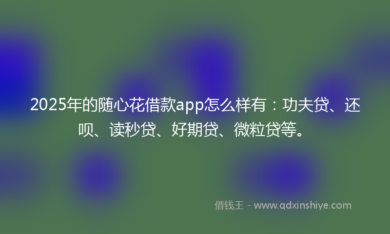 2025年的随心花借款app怎么样有：功夫贷、还呗、读秒贷、好期贷、微粒贷等。