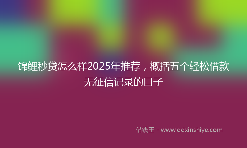 锦鲤秒贷怎么样2025年推荐，概括五个轻松借款无征信记录的口子