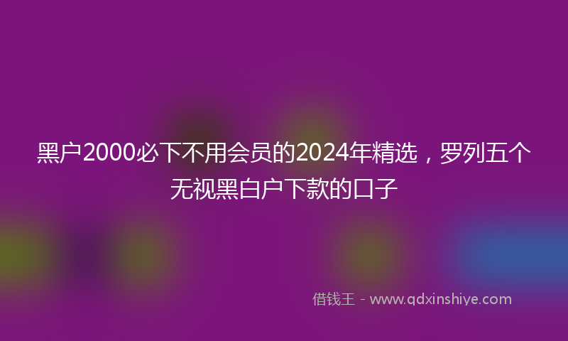 黑户2000必下不用会员的2024年精选，罗列五个无视黑白户下款的口子