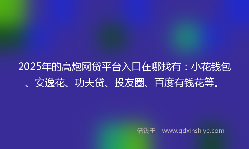 2025年的高炮网贷平台入口在哪找有：小花钱包、安逸花、功夫贷、投友圈、百度有钱花等。