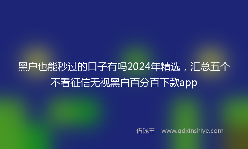 黑户也能秒过的口子有吗2024年精选，汇总五个不看征信无视黑白百分百下款app