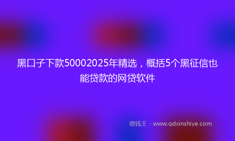 黑口子下款50002025年精选，概括5个黑征信也能贷款的网贷软件