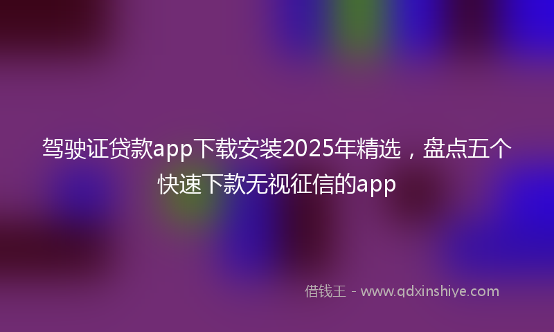 驾驶证贷款app下载安装2025年精选，盘点五个快速下款无视征信的app