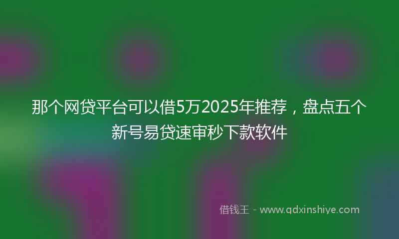 那个网贷平台可以借5万2025年推荐，盘点五个新号易贷速审秒下款软件