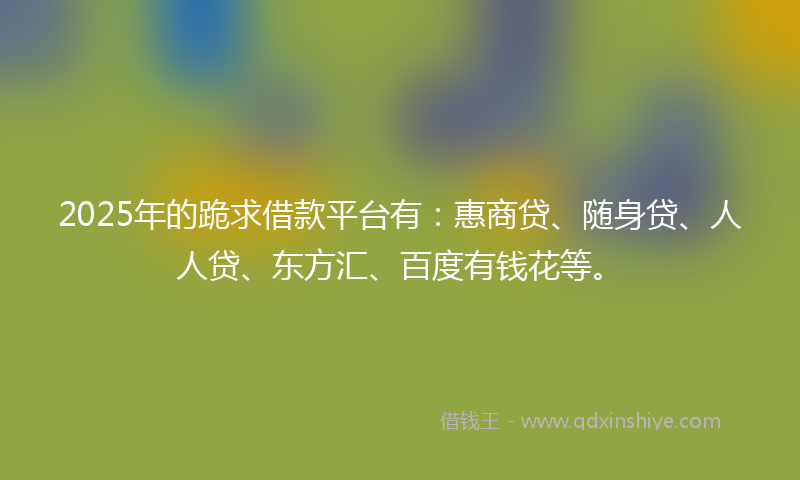 2025年的跪求借款平台有：惠商贷、随身贷、人人贷、东方汇、百度有钱花等。