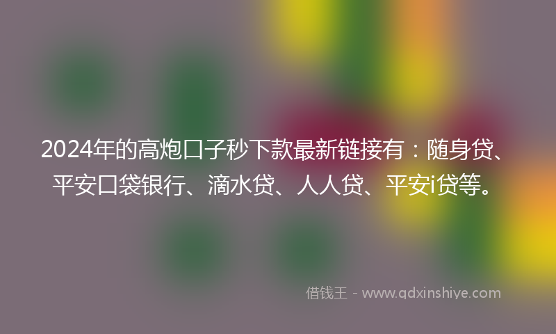 2024年的高炮口子秒下款最新链接有：随身贷、平安口袋银行、滴水贷、人人贷、平安i贷等。