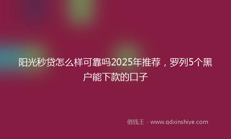 阳光秒贷怎么样可靠吗2025年推荐，罗列5个黑户能下款的口子