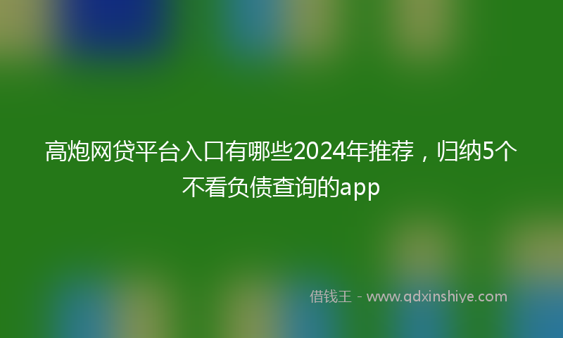 高炮网贷平台入口有哪些2024年推荐，归纳5个不看负债查询的app