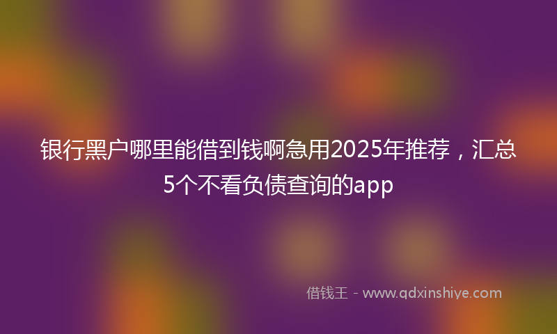 银行黑户哪里能借到钱啊急用2025年推荐，汇总5个不看负债查询的app