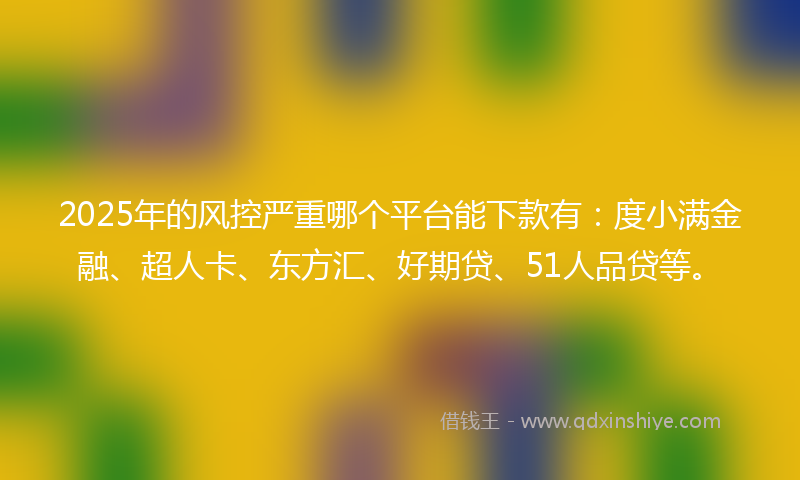 2025年的风控严重哪个平台能下款有：度小满金融、超人卡、东方汇、好期贷、51人品贷等。
