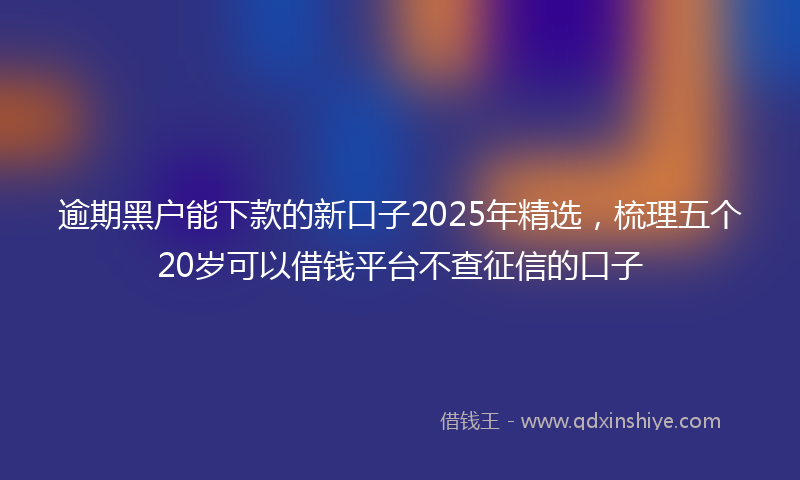 逾期黑户能下款的新口子2025年精选，梳理五个20岁可以借钱平台不查征信的口子