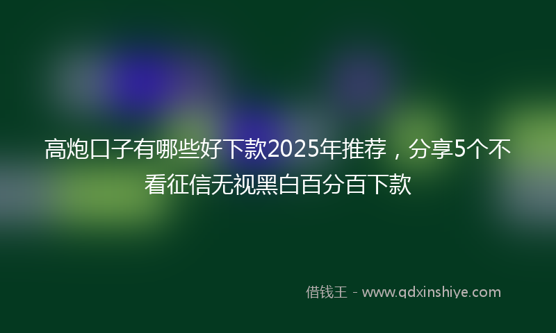 高炮口子有哪些好下款2025年推荐，分享5个不看征信无视黑白百分百下款
