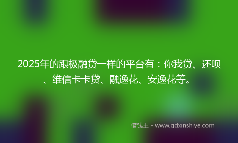 2025年的跟极融贷一样的平台有：你我贷、还呗、维信卡卡贷、融逸花、安逸花等。