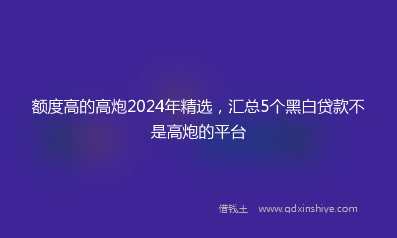 额度高的高炮2024年精选，汇总5个黑白贷款不是高炮的平台