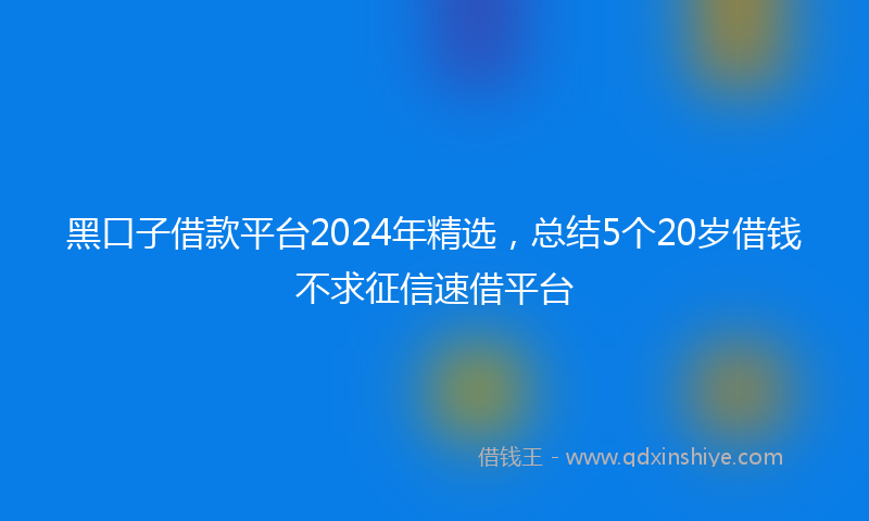 黑口子借款平台2024年精选，总结5个20岁借钱不求征信速借平台