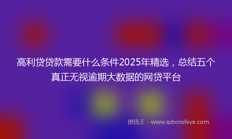 高利贷贷款需要什么条件2025年精选，总结五个真正无视逾期大数据的网贷平台