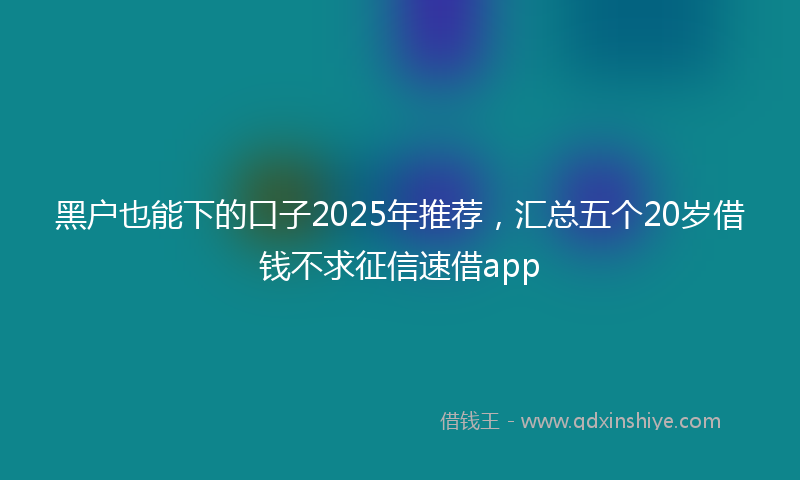 黑户也能下的口子2025年推荐，汇总五个20岁借钱不求征信速借app
