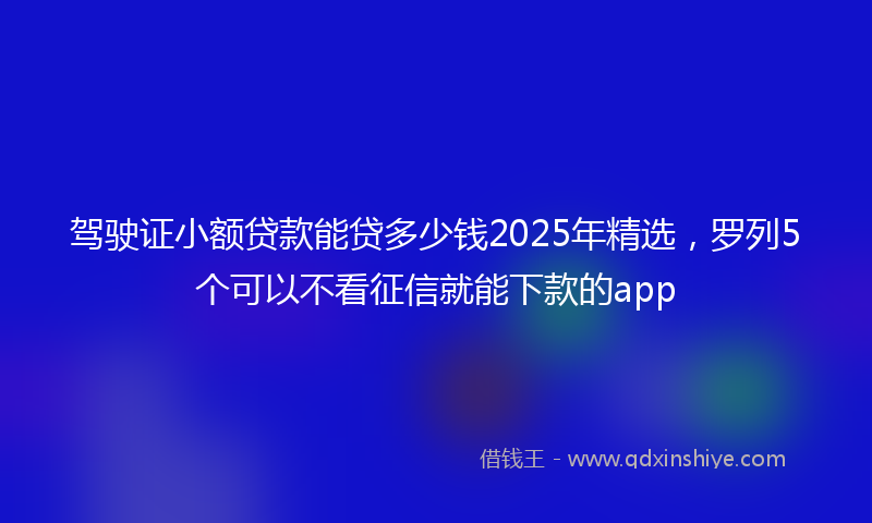 驾驶证小额贷款能贷多少钱2025年精选，罗列5个可以不看征信就能下款的app
