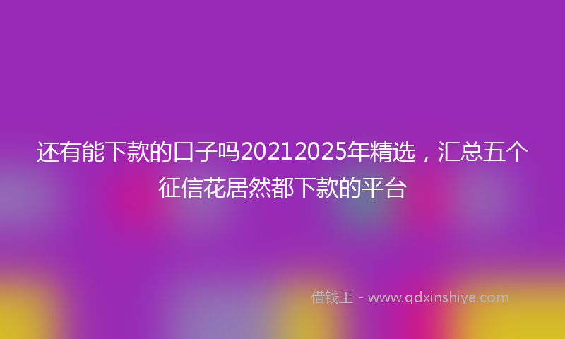 还有能下款的口子吗20212025年精选，汇总五个征信花居然都下款的平台