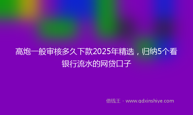 高炮一般审核多久下款2025年精选，归纳5个看银行流水的网贷口子