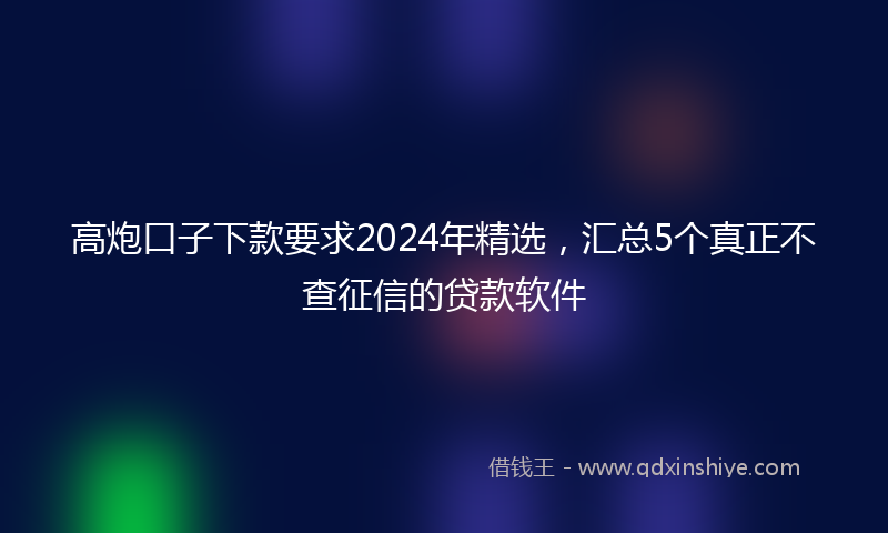 高炮口子下款要求2024年精选，汇总5个真正不查征信的贷款软件