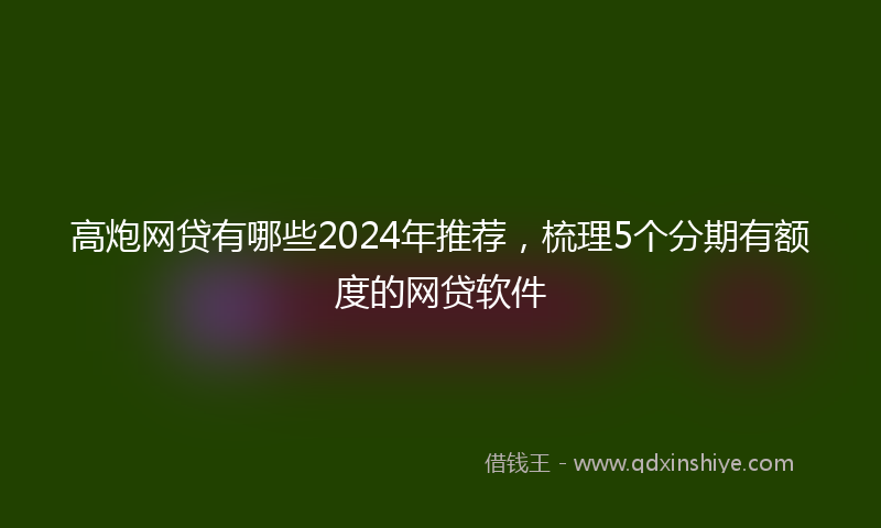 高炮网贷有哪些2024年推荐，梳理5个分期有额度的网贷软件