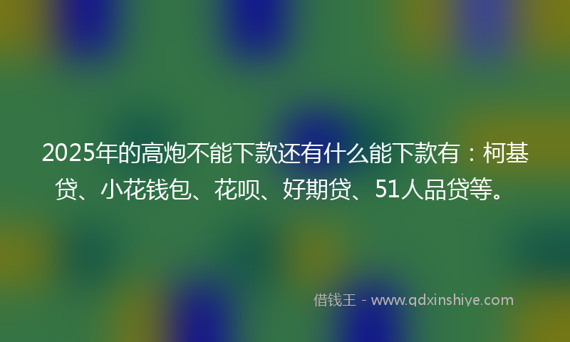 2025年的高炮不能下款还有什么能下款有：柯基贷、小花钱包、花呗、好期贷、51人品贷等。