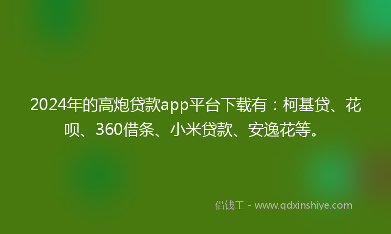 2024年的高炮贷款app平台下载有：柯基贷、花呗、360借条、小米贷款、安逸花等。