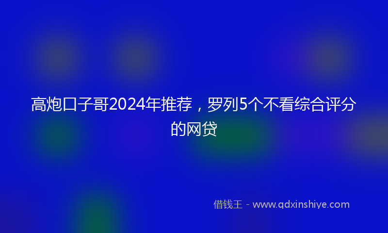 高炮口子哥2024年推荐，罗列5个不看综合评分的网贷