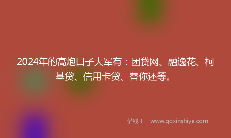 2024年的高炮口子大军有：团贷网、融逸花、柯基贷、信用卡贷、替你还等。
