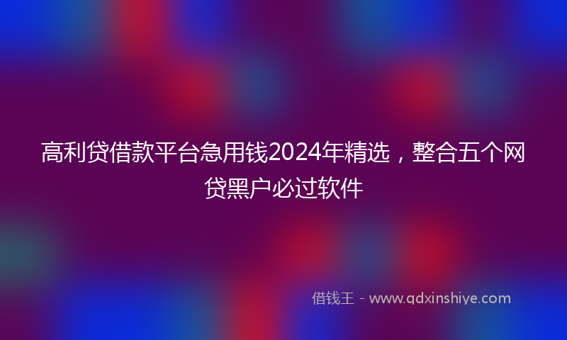 高利贷借款平台急用钱2024年精选，整合五个网贷黑户必过软件