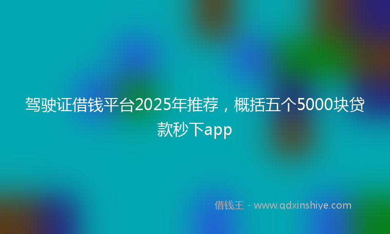 驾驶证借钱平台2025年推荐，概括五个5000块贷款秒下app