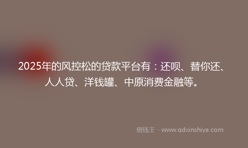 2025年的风控松的贷款平台有：还呗、替你还、人人贷、洋钱罐、中原消费金融等。