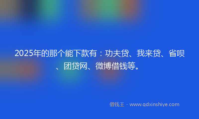 2025年的那个能下款有：功夫贷、我来贷、省呗、团贷网、微博借钱等。