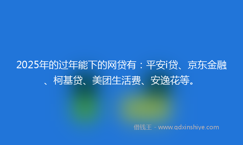 2025年的过年能下的网贷有：平安i贷、京东金融、柯基贷、美团生活费、安逸花等。