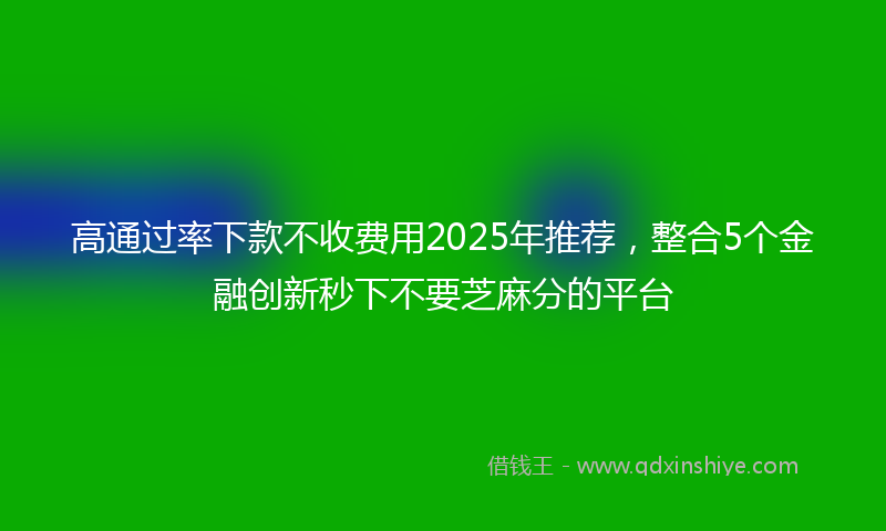 高通过率下款不收费用2025年推荐，整合5个金融创新秒下不要芝麻分的平台