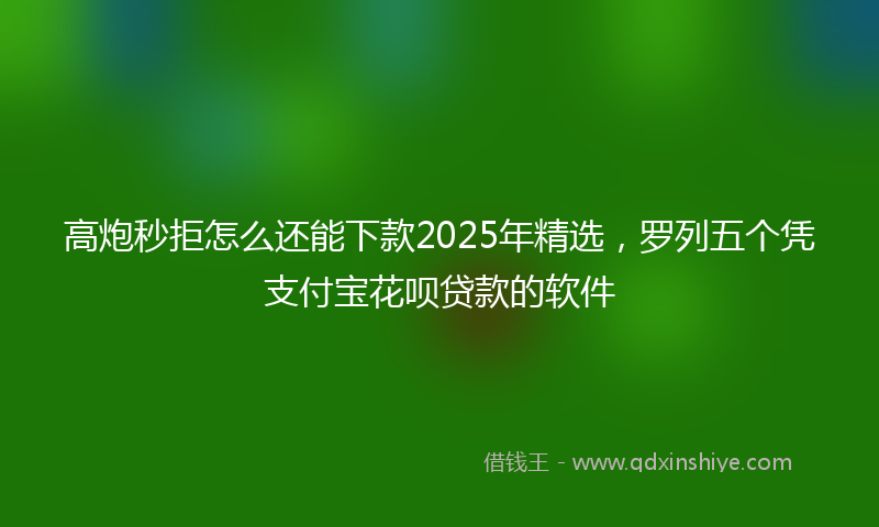 高炮秒拒怎么还能下款2025年精选，罗列五个凭支付宝花呗贷款的软件