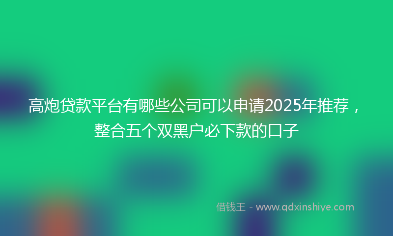 高炮贷款平台有哪些公司可以申请2025年推荐，整合五个双黑户必下款的口子