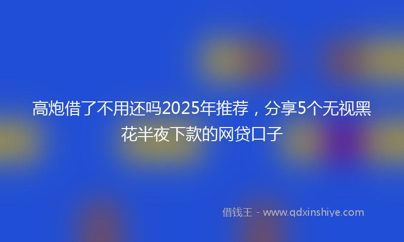 高炮借了不用还吗2025年推荐，分享5个无视黑花半夜下款的网贷口子